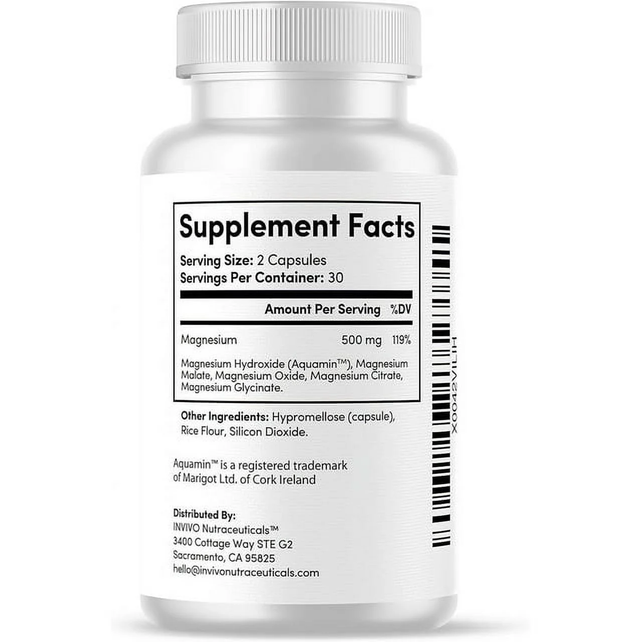 INVIVO Nutraceuticals Magnesium Complex Citrate Hydroxide Malate Oxide & 500 mg 60 Capsules