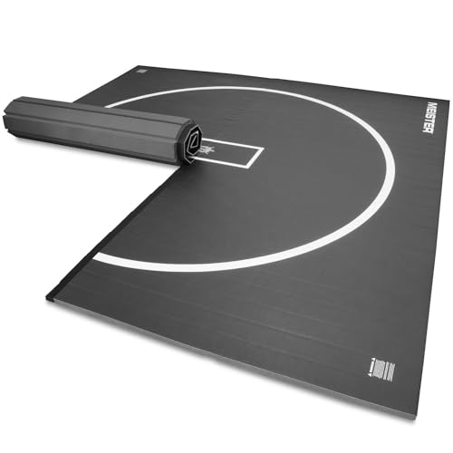 Meister FlexFloor Wrestling Mat - 10ft x 10ft Roll-Up Pro Training Mat for Home & Gym