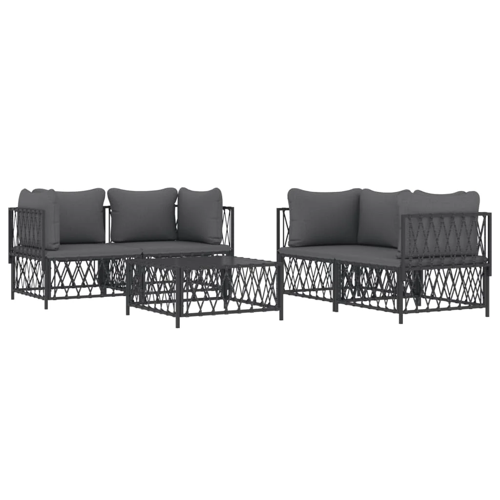 Anself 5 Piece Patio Set with Cushions Anthracite Steel