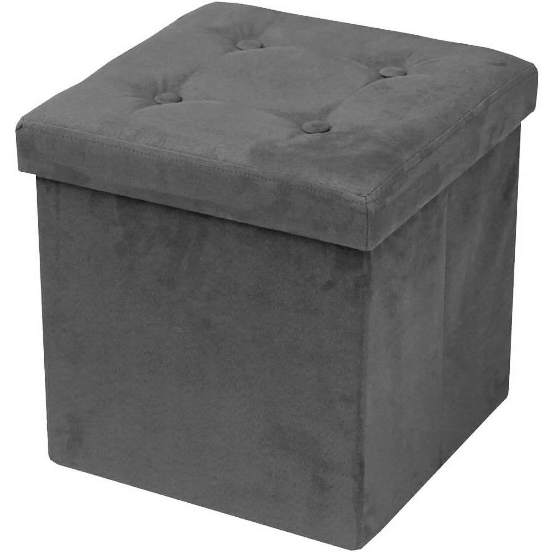 GGI INTERNATIONAL Foldable Storage Ottoman - Suede with Cover (Grey)