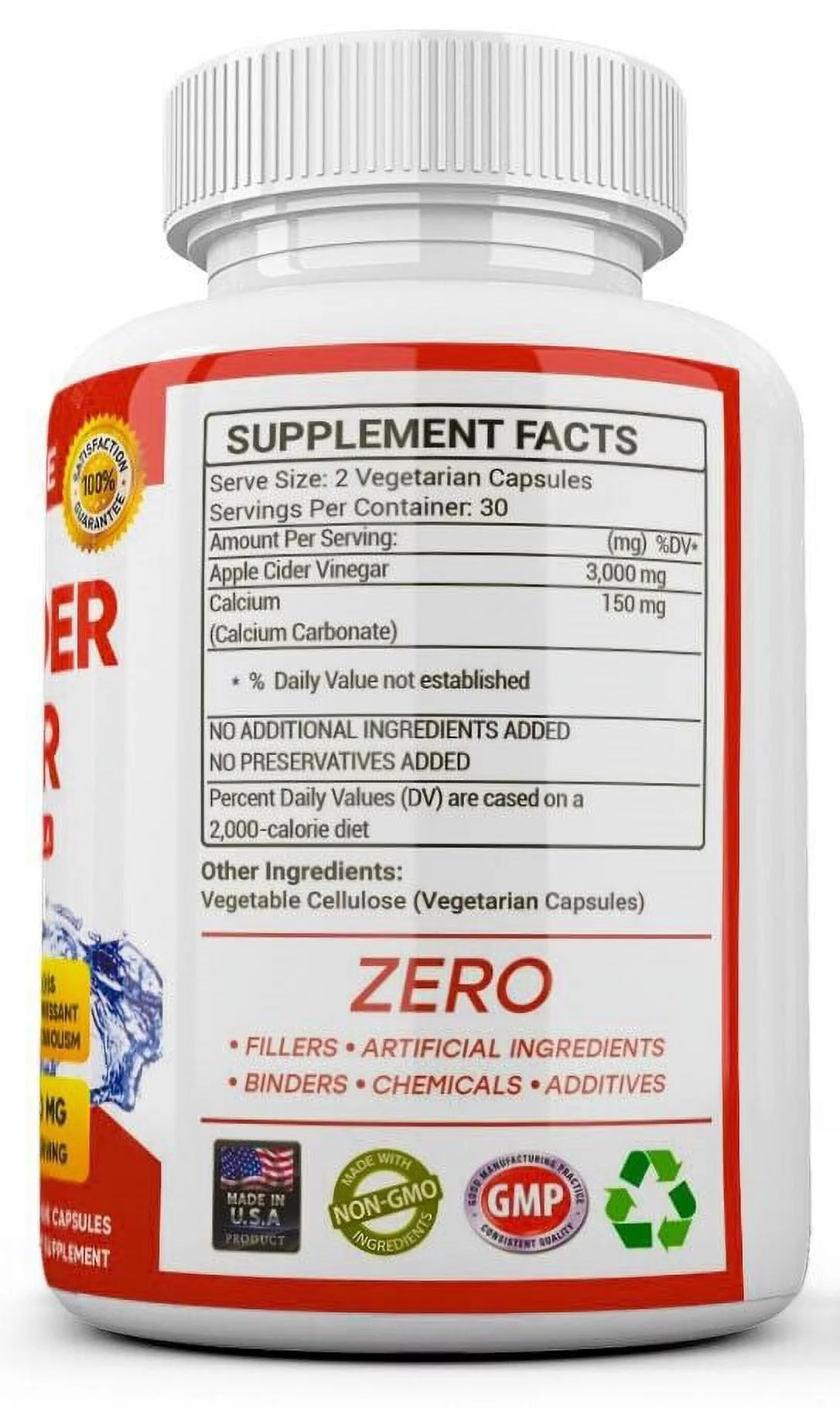 Pure APPLE CIDER VINEGAR ACV 3000mg PURE WEIGHT LOSS FAT BURNER Diet Pills - 60 Capsules (3 Pack)