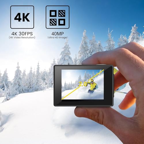 SJCAM SJ4000 Pro-Grade 4K Action Camera, 40MP 3-Axis EIS Stabilization Motorcycle Sport Camera, 170°FOV Waterproof Camera Underwater, 5X Zoom, Dual Batteries, 32G SD Card and Helmet Accessory Kit