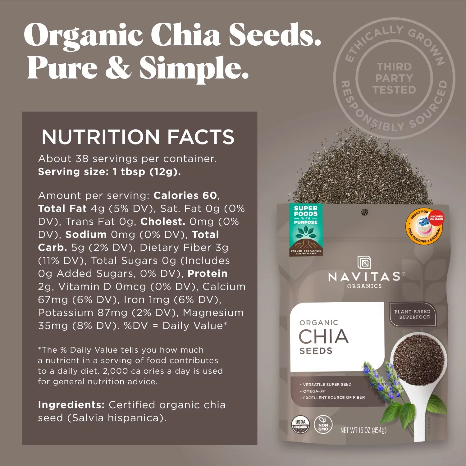 Navitas Organics Chia Seeds (16oz)