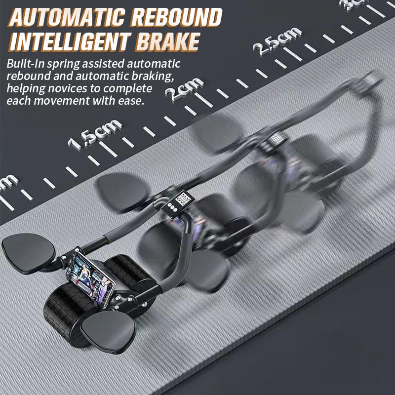 2024 New Ab Roller Wheel with Timer & Knee Mat,Automatic Rebound Abdominal Wheel with Elbow Support Ab Workout Equipment for Strengthening Core Muscles Abs Exercise Roller for Women Men