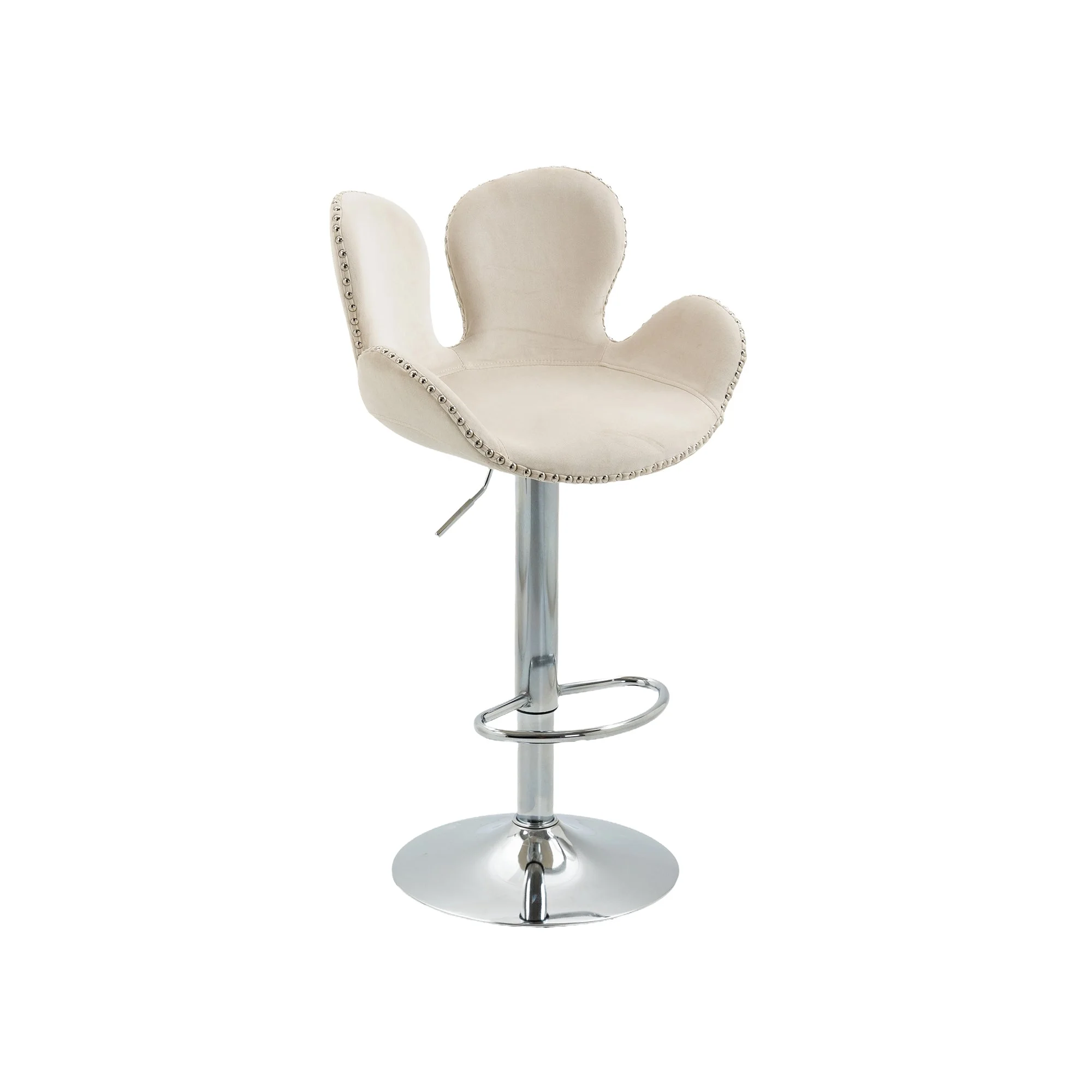 Clove Bar Stools with Back and Footrest  - Beige Set of 2