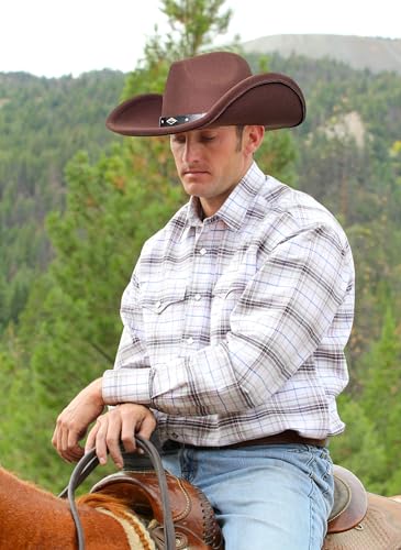Lanzom Women Men Classic Felt Wide Brim Western Cowboy Cowgirl Hat with Belt Buckle