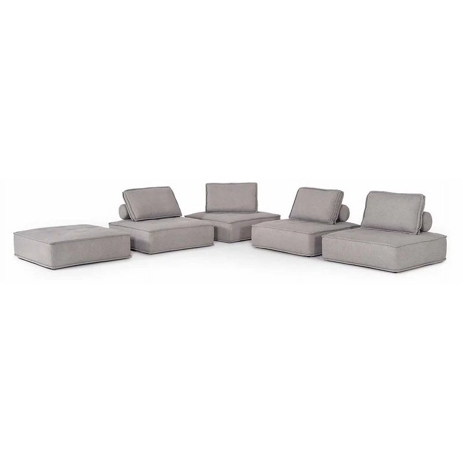 Divani Casa Nolden 5-Piece Modern Fabric Modular Sectional Sofa in Gray