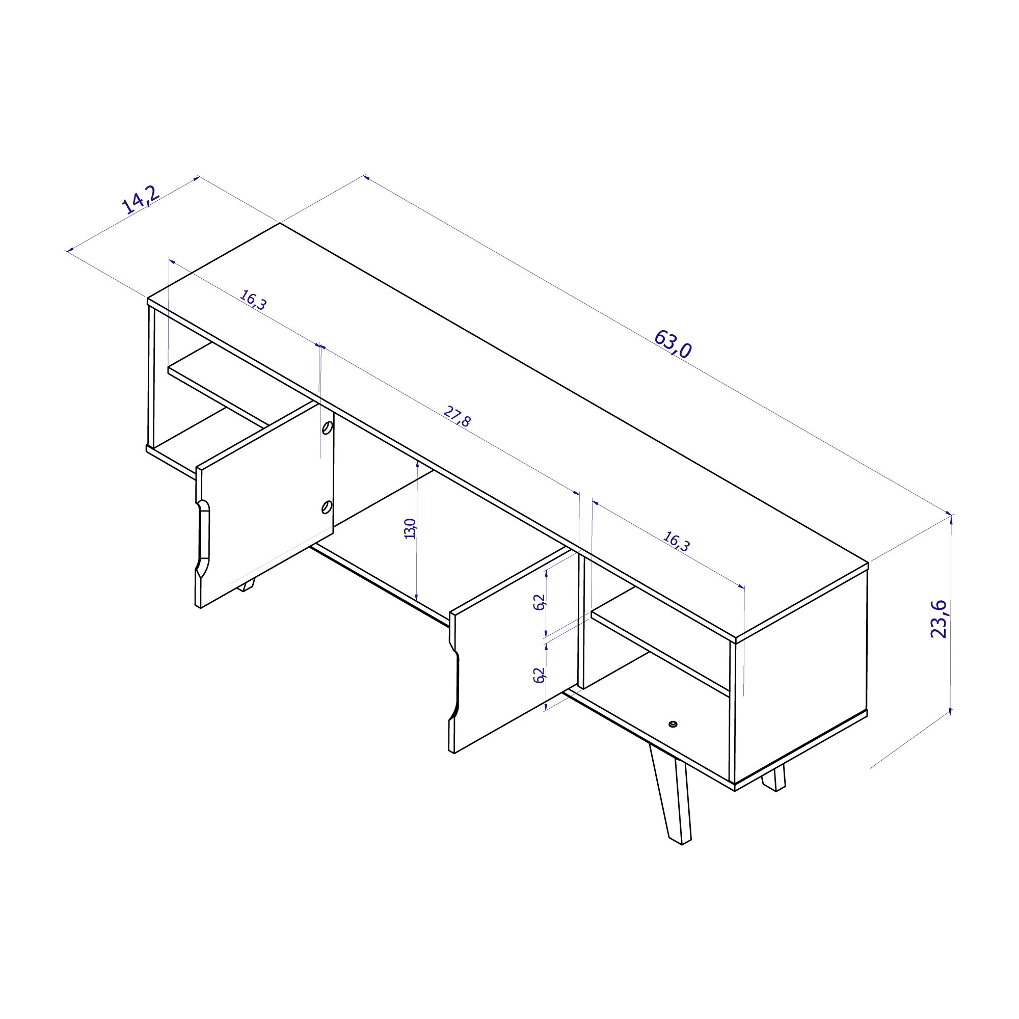 Boahaus Omaha Modern TV Stand up to 58