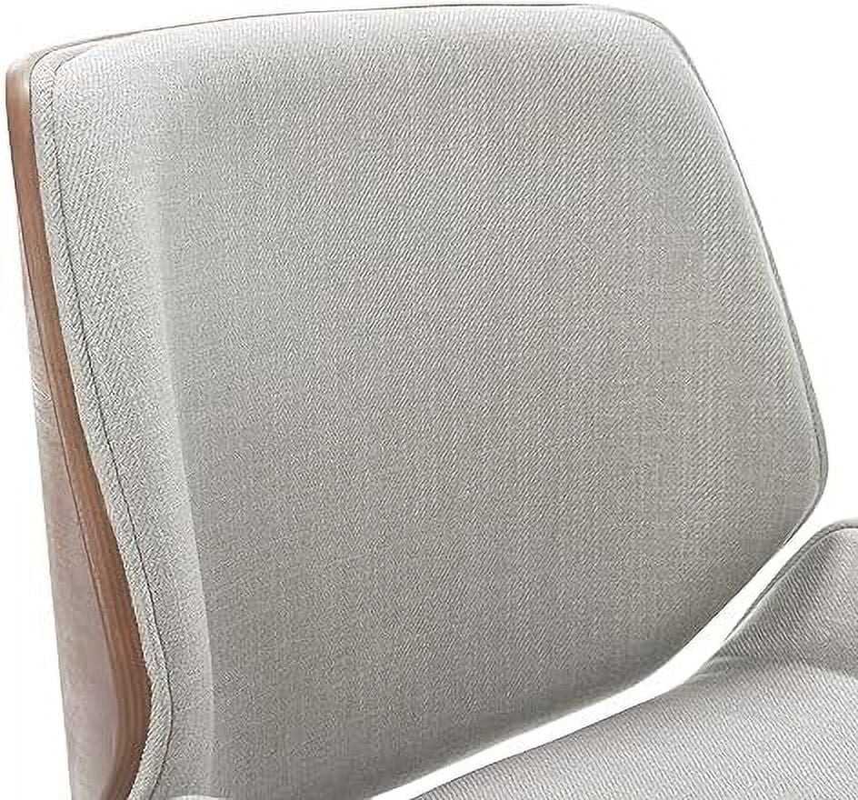 TJUNBOLIFE Ophelia Low-Back Task Modern Bentwood Home Office Armless Desk Chairs in Chrome Finish  Gray