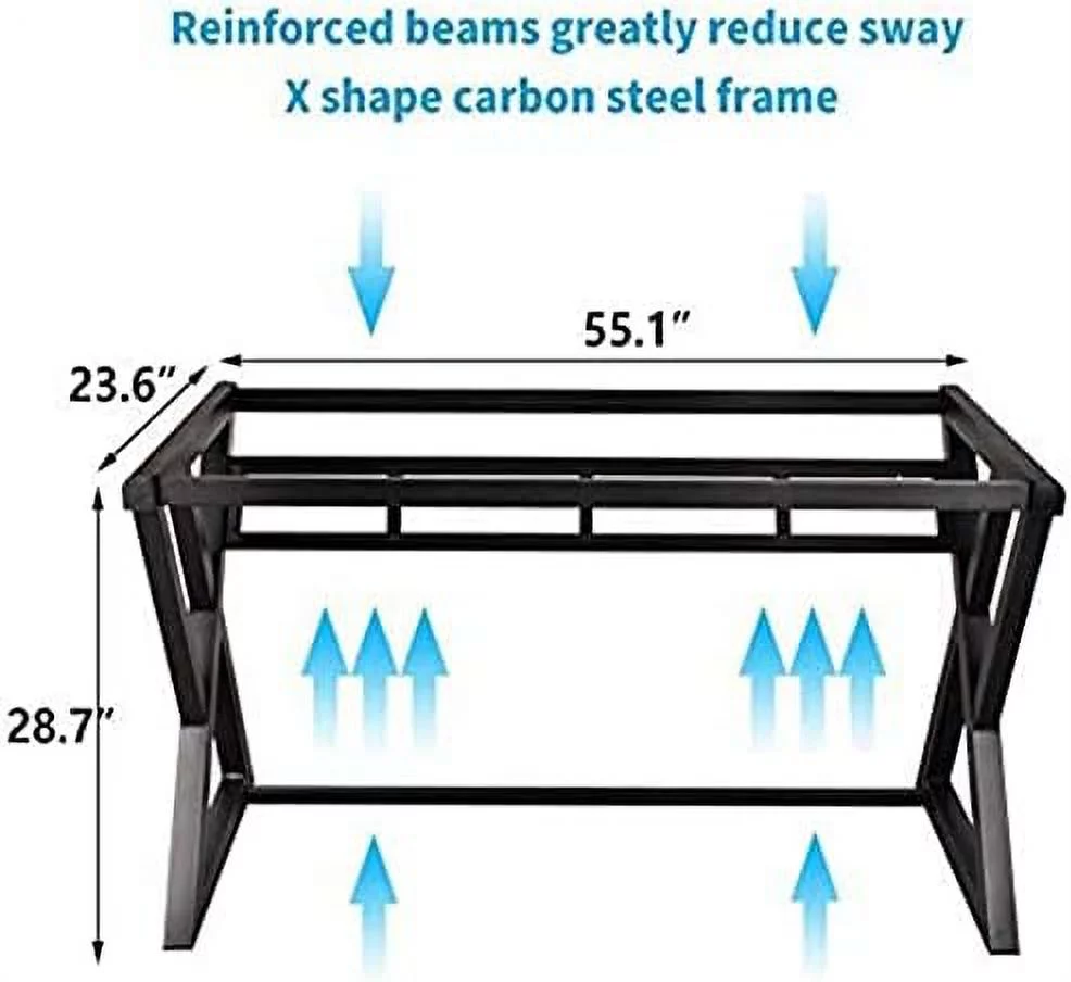 HJNIUNIU Computer Desk Glass Top Metal Frame  55.1" Home Office Desks & Workstations-  Office Writing Gaming Study Work Glass Computer Table Desk