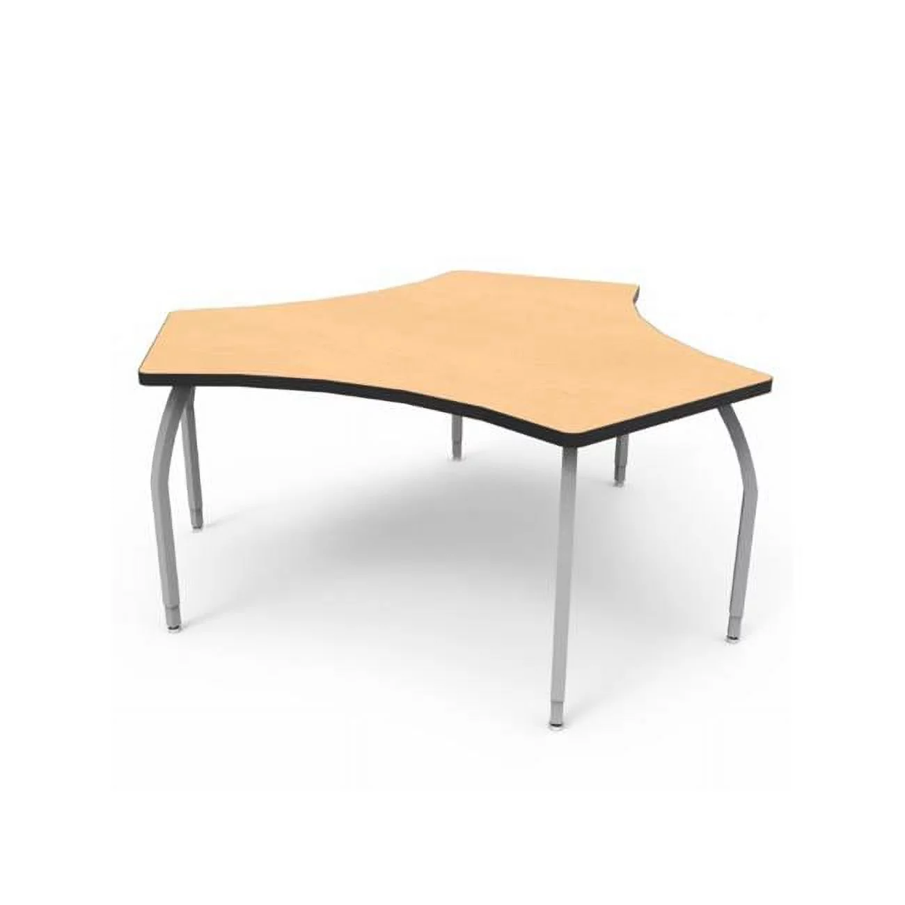 Elo Connect 4 Desk with Fusion Maple Laminate & 3 Junior Adjustable Smooth Silver Legs - 21-26 x 36 x 24 in.