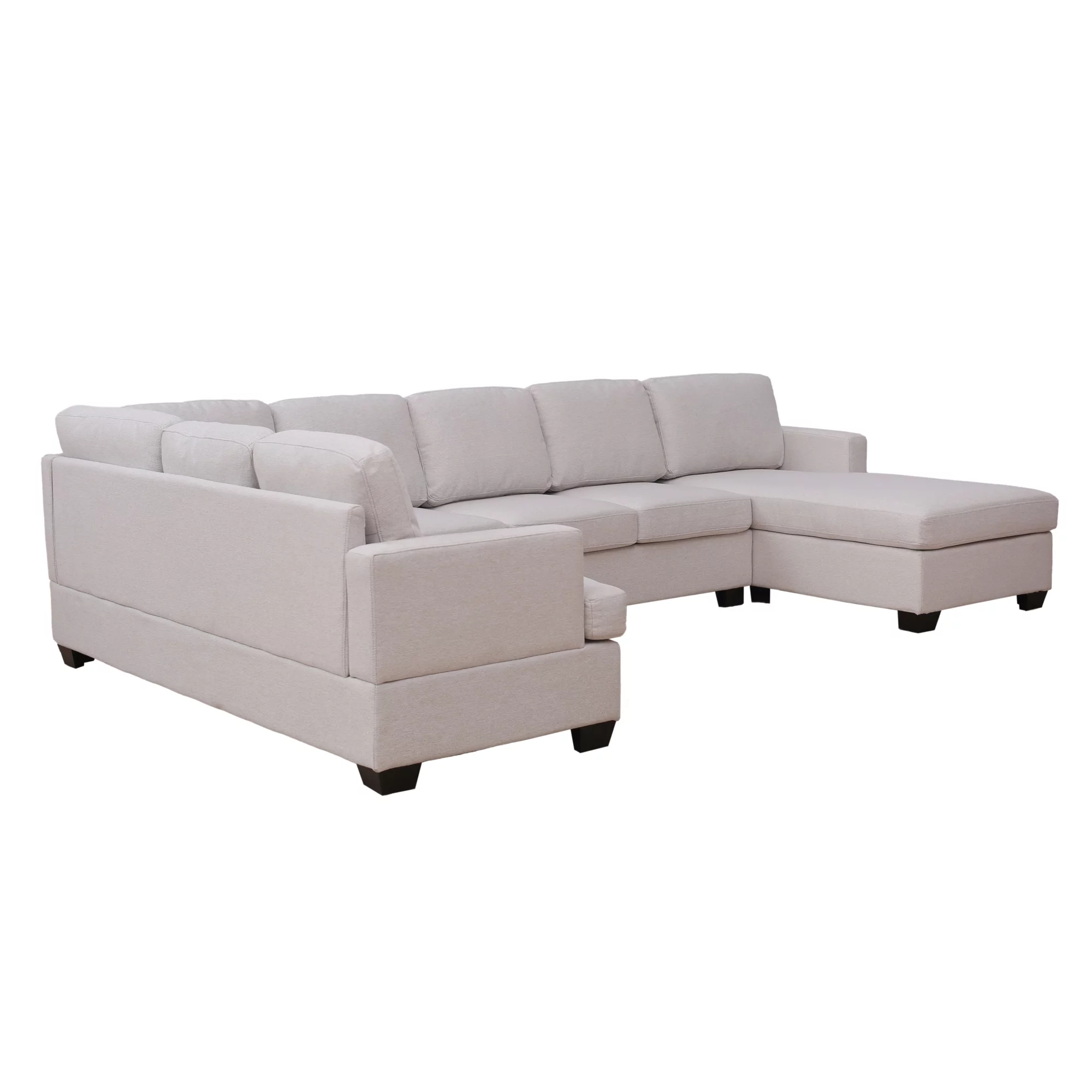 Dawn Whisper Modern Large Upholstered U-Shape Sectional Sofa, Extra Wide Chaise Lounge Couch, Beige