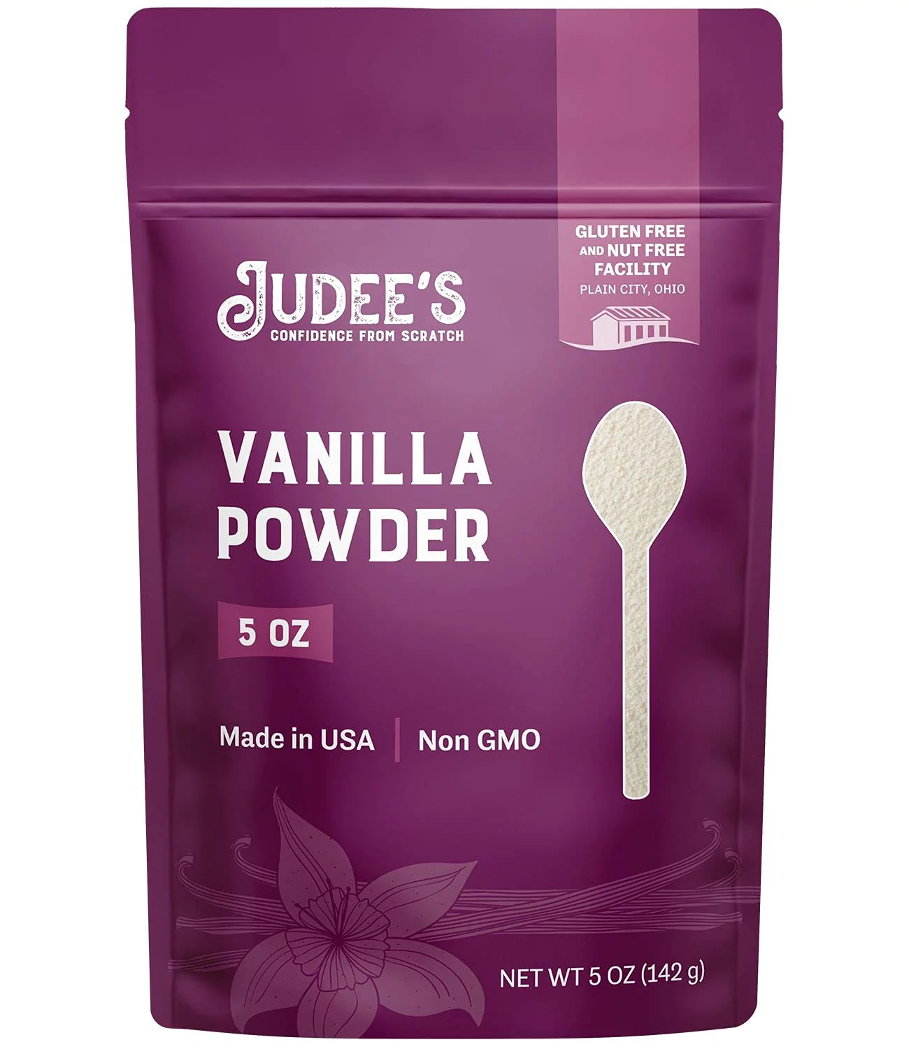 Judee's Premium Vanilla Flavor Powder 5 Oz - Non-GMO, Made in the USA - Add Vanilla Flavor to your Recipes including Baked Goods, Coffee, Yogurt, Smoothies, Protein Shakes