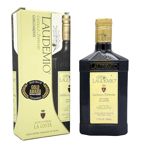 Laudemio Poppiano, Tuscany High Polyphenols +700 mg/kg Extra Virgin Olive Oil, Fresh 2024-2025 Early Harvest, 2025 NYIOOC Gold Award, Frantoio Monovarietal, Lab Tested No Pesticides, 16.9 fl oz