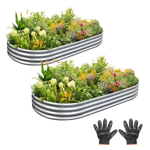 Garden Galvanized Raised Garden Bed Kit - Metal Planter Boxes for Vegetables/Herbs/Flowers, Heavy-Duty Steel Outdoor Garden Box with Reinforced Edges(2X2X1FT)