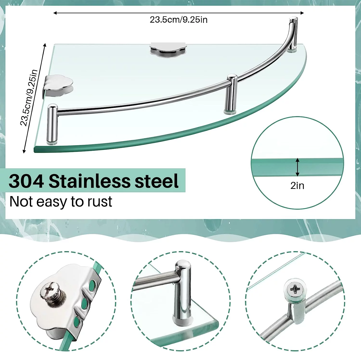 Lefree 4 Pack Bathroom Shelf Tempered Glass Floating Wall Shelves