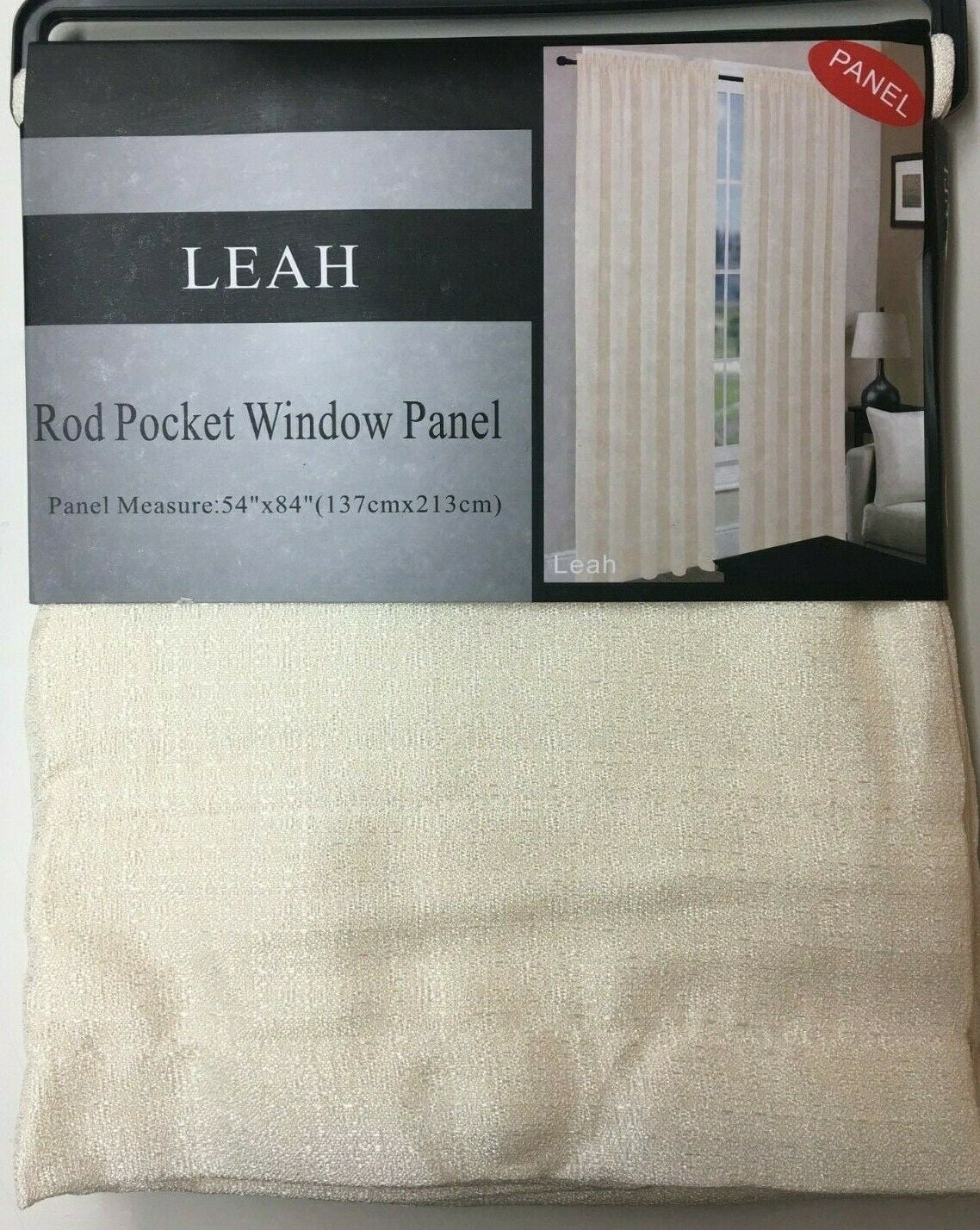 Leah 5 Piece Woven Textured Curtain Set with Beaded Austrian Valances (Off White)