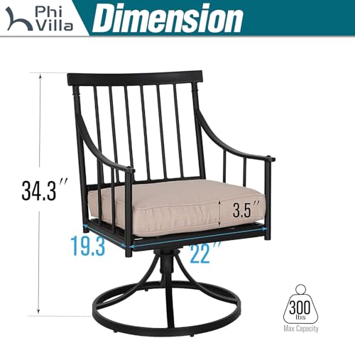 PHI VILLA Swivel Chairs Set of 2 Patio Dining Rocker Chair with Cushion Rocking Patio Furniture for Garden Backyard Bistro, Beige