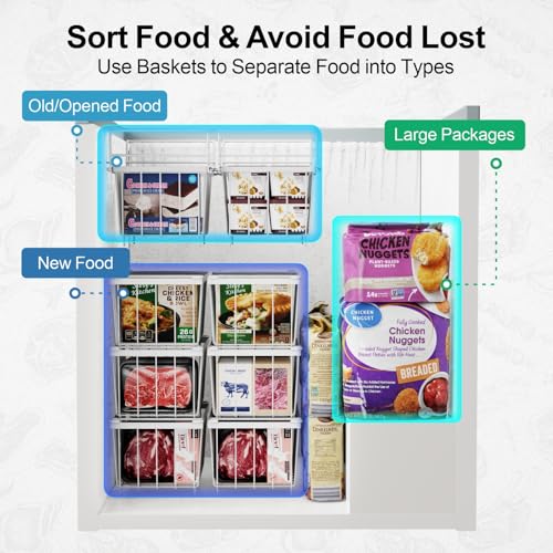 iSPECLE Freezer Organizer Bins - Fit 7 Cu.Ft Chest Freezer, Expand from 15.8