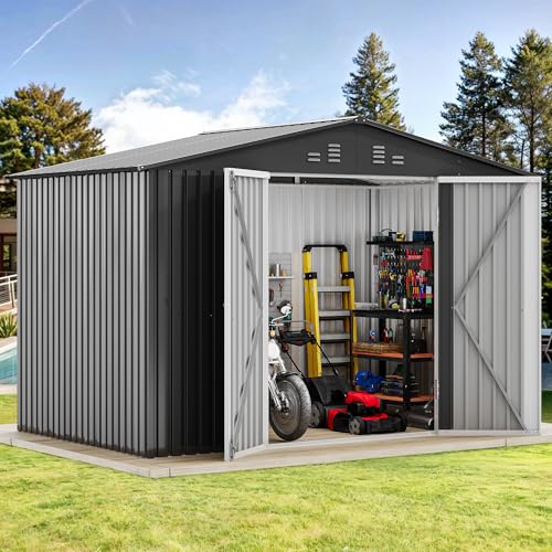 DWVO 6x4ft Storage Shed for Outdoors, Metal Sturdy Weatherproof Tool Locker with Secure Door and Ventilation for Equipment, Mowers, Bikes, Outdoor Spaces, Dark Gray