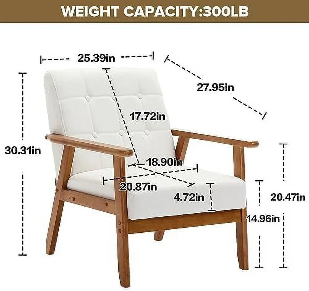 YZboomLife Mid Century Modern Arm Chair with Wood Frame Set of 2 Linen Fabric Comfy Reading Chair Accent Chair for Living Room Bedroom Reading Easy Assembly Coffee