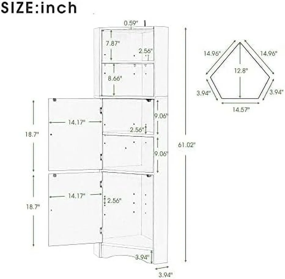 NLIBOOMLife Bathroom  Cabinet  Triangle  Cabinets with 3 Drawers & Adjustable   Tall Corner Cabinet for Bath Room  Living Room & Small Spaces  MDF Board with Painted Finish (White
