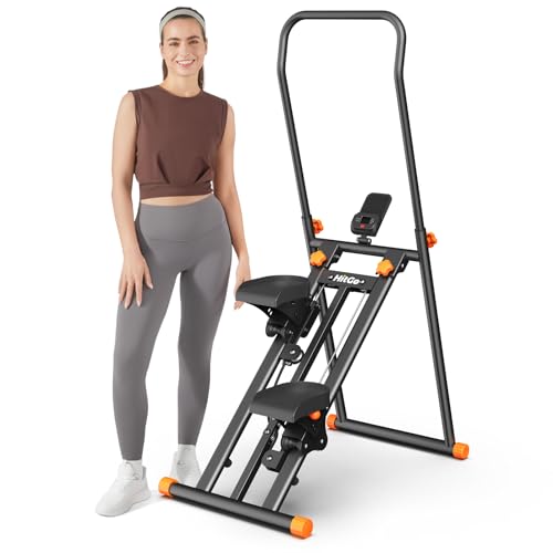 Foldable Stair Stepper Machine - Vertical Stair Climber for Home Gym, Full-Body Cardio Workout Equipment with Adjustable Handlebar & Pedals, Extended Step Range Design