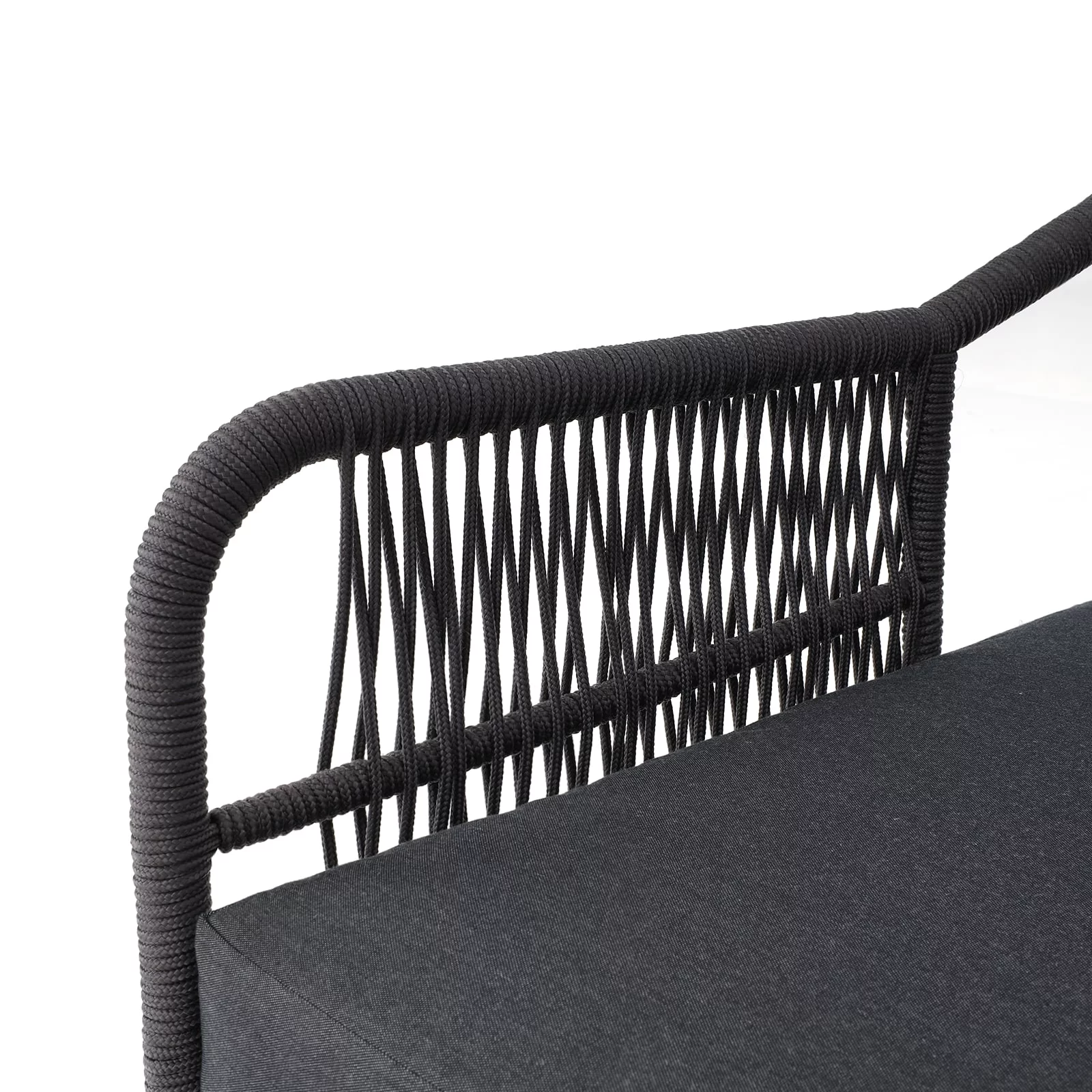 Aile Serene Wood Wicker Patio Conversation Set of 4, Thick Soft Cushions (Obsidian)