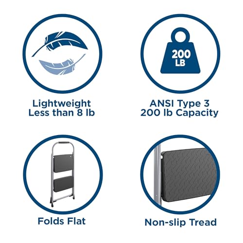 COSCO 2-Step Big Step, Steel Step Stool, Gray