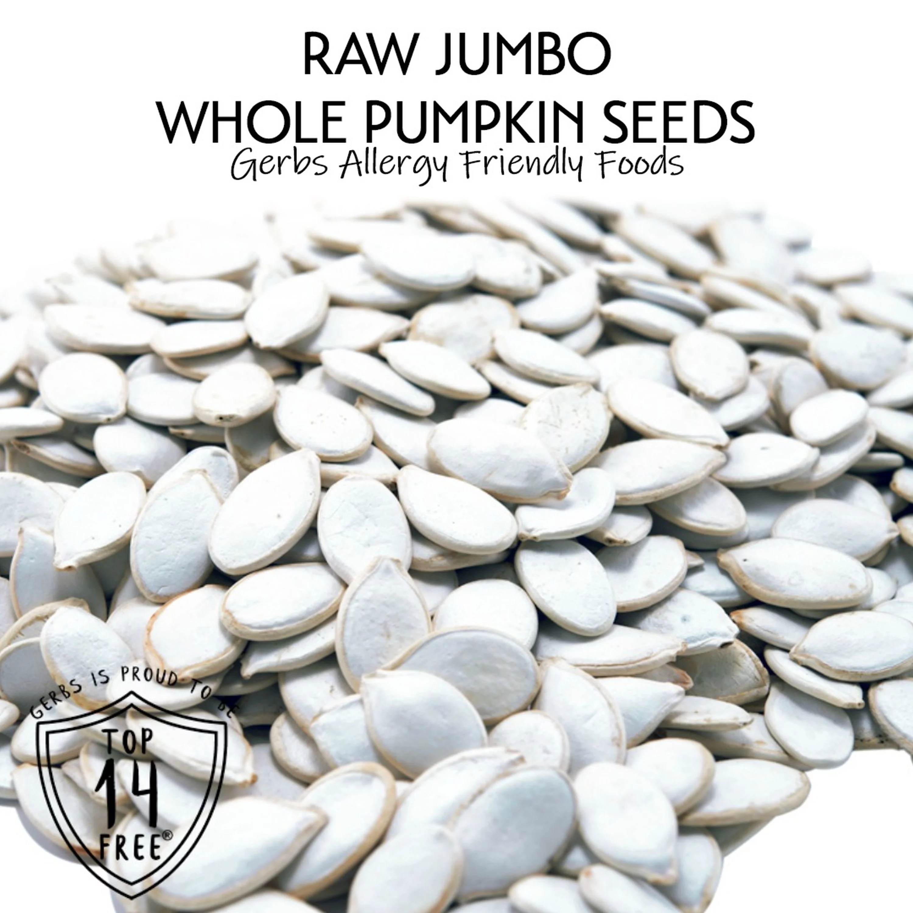 Jumbo Raw Pumpkin Seeds In Shell by Gerbs - 2 LBS - Top 14 Food Allergen Free & Non GMO - Vegan & Kosher