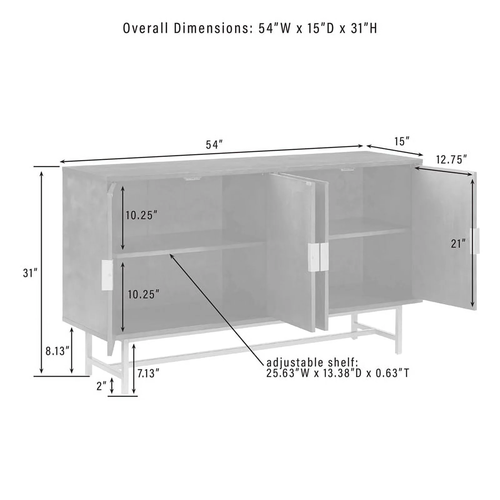 Crosley Furniture Blair Mid-Century Wood/Steel Sideboard in Dark Brown/Gold