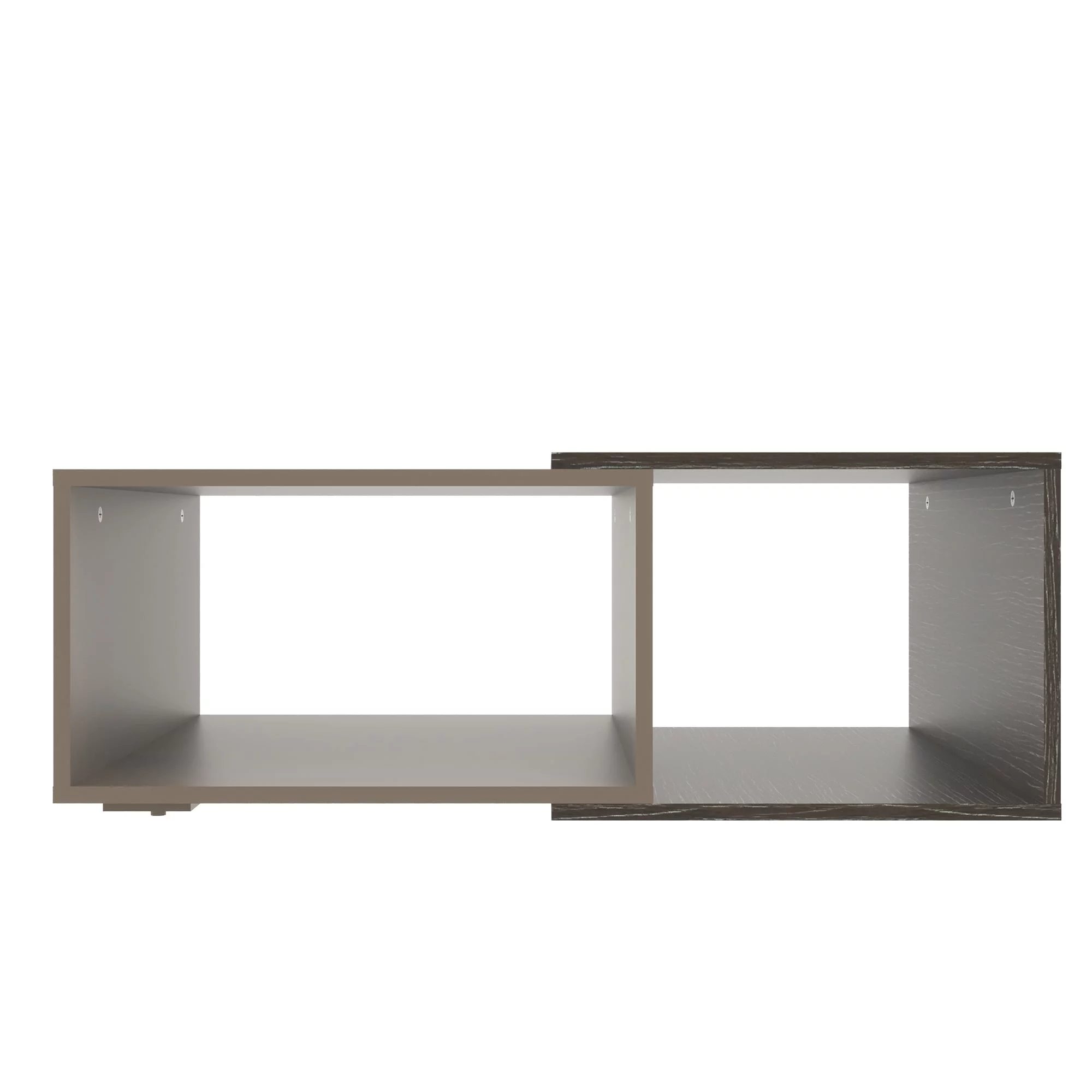 35 Inch Wooden Coffee Table with Open Compartments, Gray and Brown