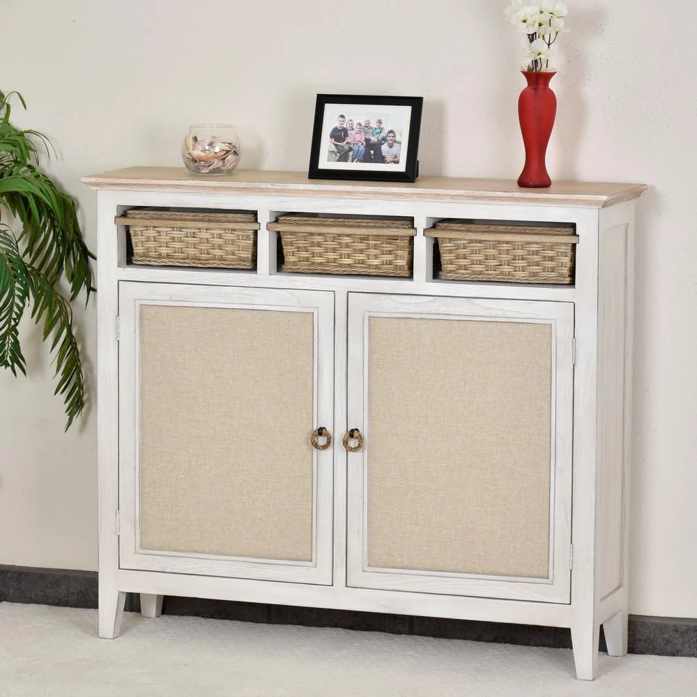 Sea Wind Florida Captiva Island 2-Door Wood Entry Cabinet in White/Light Brown