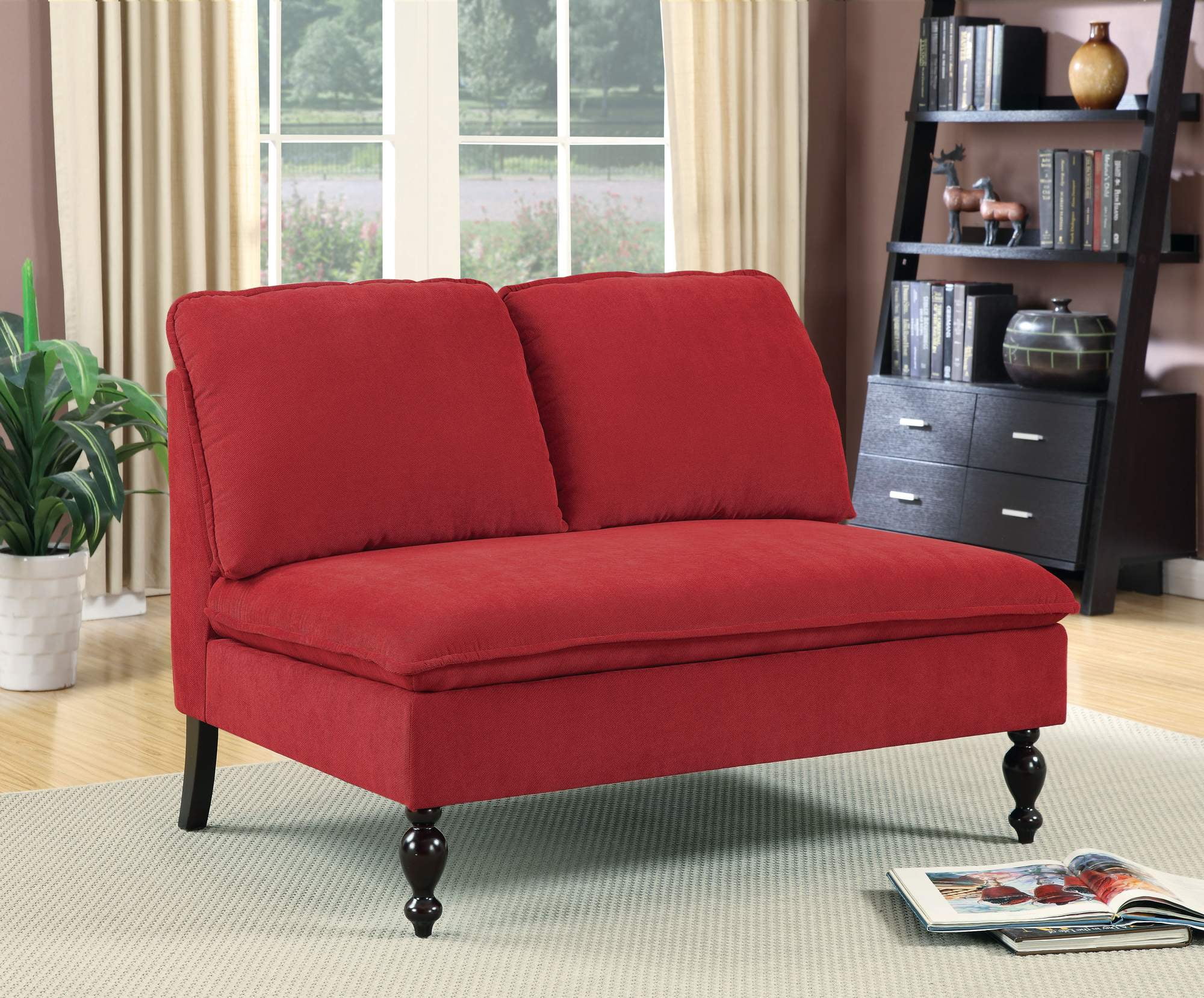 Furniture of America Contemporary Fabric Winston Loveseat, Red
