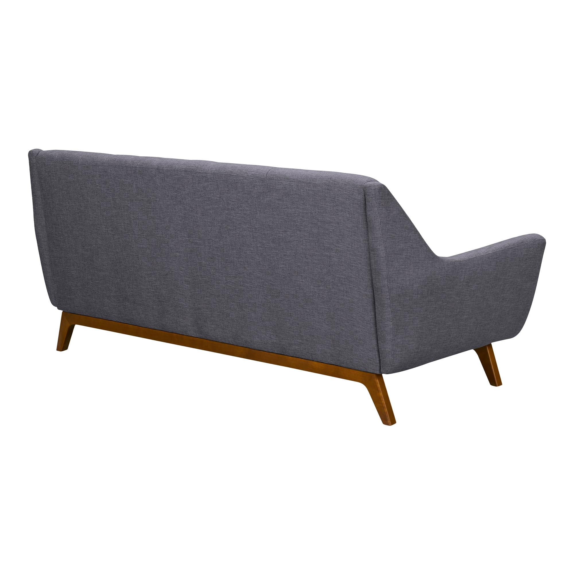 Armen Living Janson Mid-Century Sofa in Champagne Wood Finish/Dark Grey Fabric