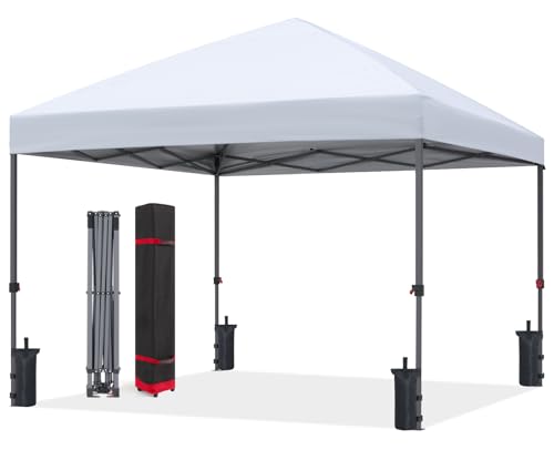 ABCCANOPY Pop Up Canopy - Outdoor Patio Portable Canopy Tent Heavy Duty for Backyard and Deck with 4 Sandbags(White, 10x10)