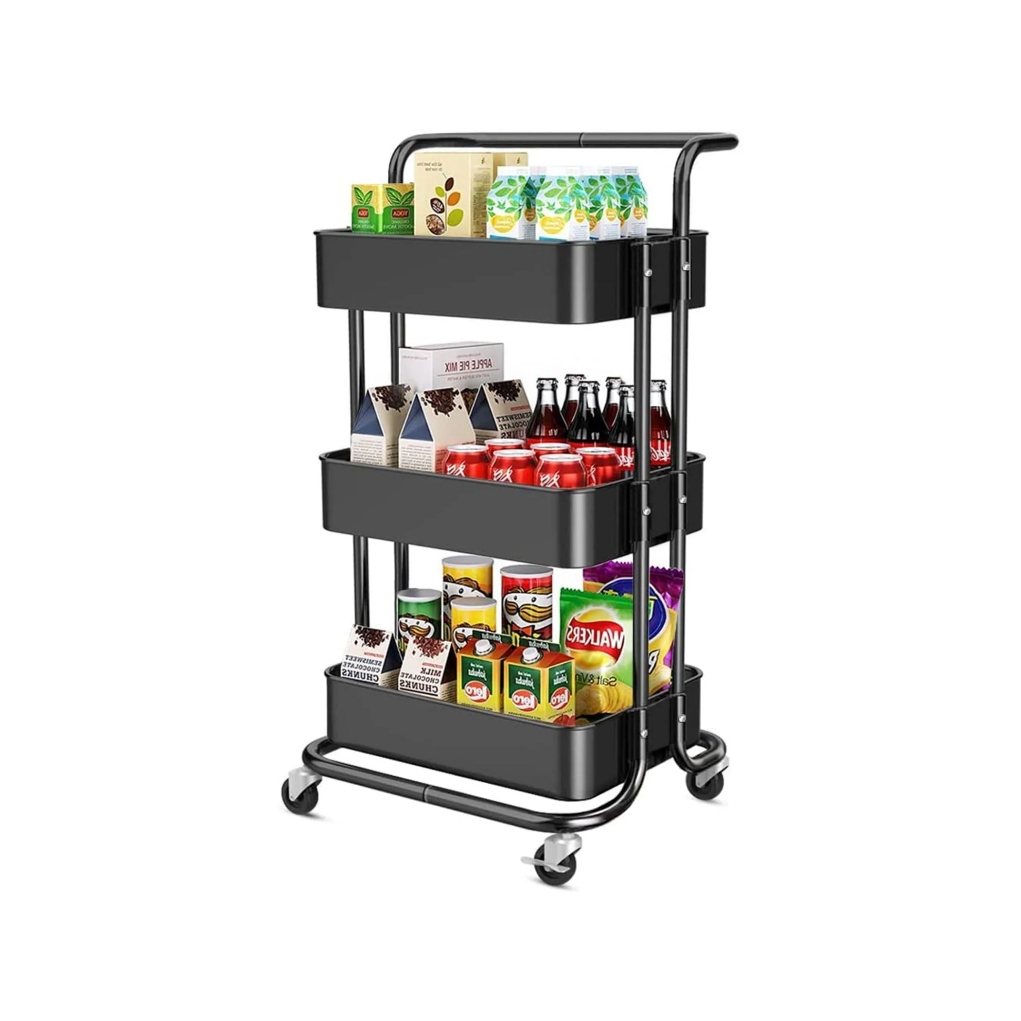 Versatile 3-Tier Rolling Trolley - Maximize Storage & Mobility