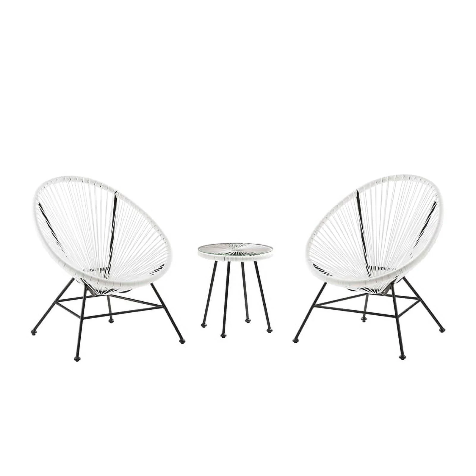 Home Square 3-Piece Set with 2 Single Chairs and Loveseat in White