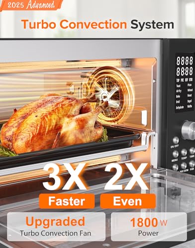 Nuwave Bravo Pro Smart 21QT Toaster Oven Air Fryer Combo, Convection Oven Countertop, 10 functions all in 1, with even & quick crisp technology, 50-450°F, 1800W, Stainless Steel
