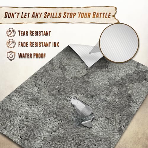 Battle Game Mat - 48x48 - Dungeons Tabletop Dragons Dice Role Playing Map - Wargaming RPG Warfare 40k Flames War - Reusable Miniature Figure Board Games - Warhammer Gaming Vinyl Mat