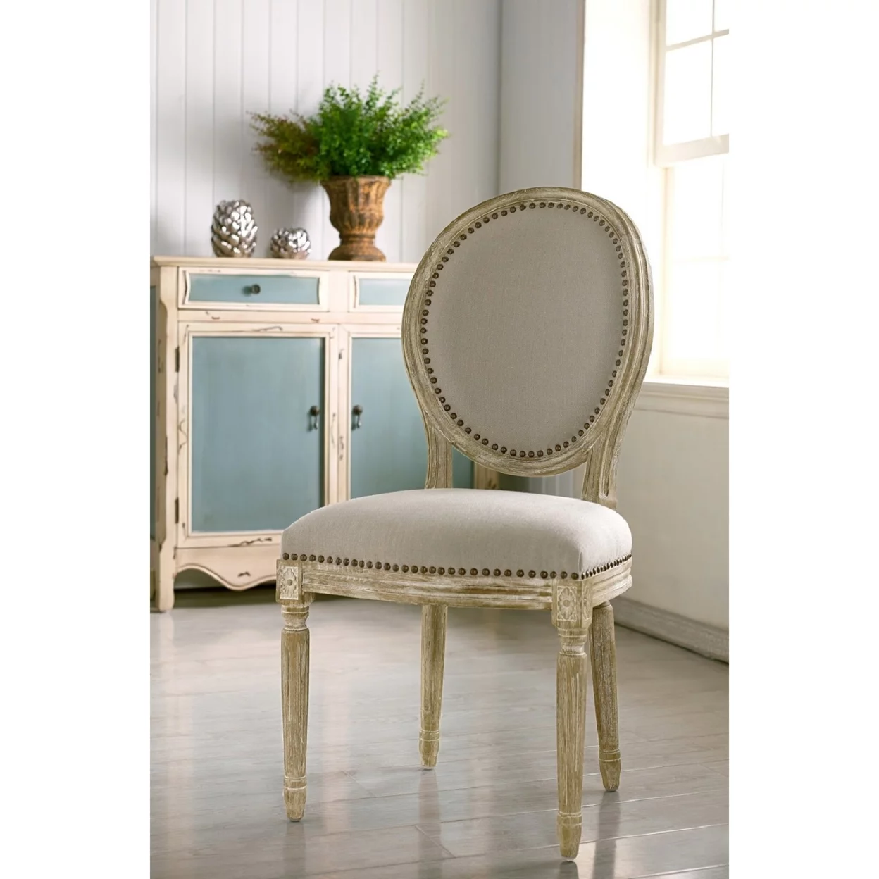 Baxton Studio Clairette Wood Traditional French Accent Chair-Round