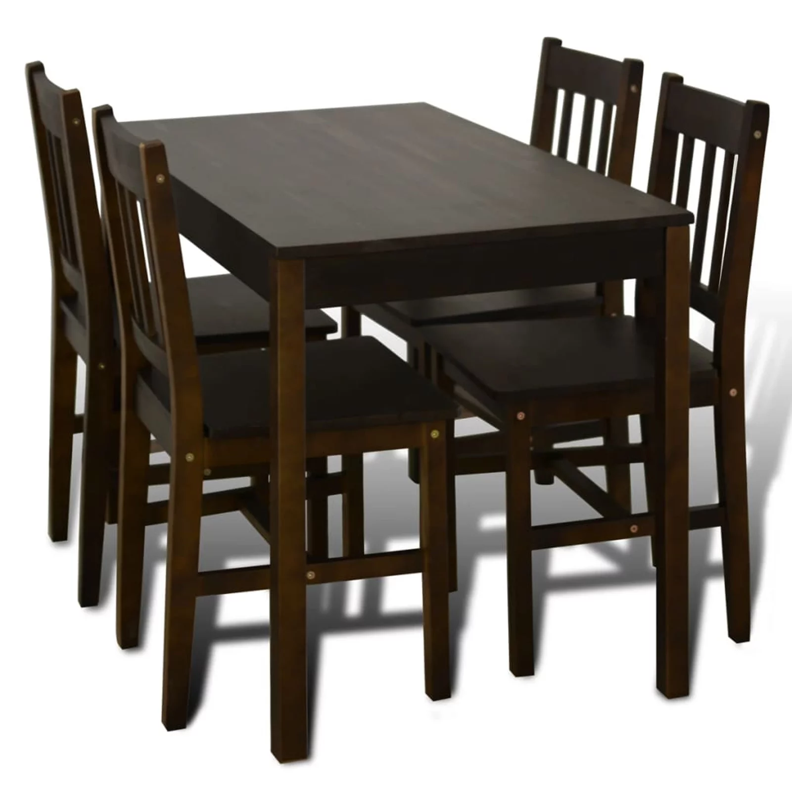 moobody 5 Piece Dining Set Wooden Table with 4 Chairs Solid Pine Wood Kitchen Dining Room Set Breakfast Home Furniture