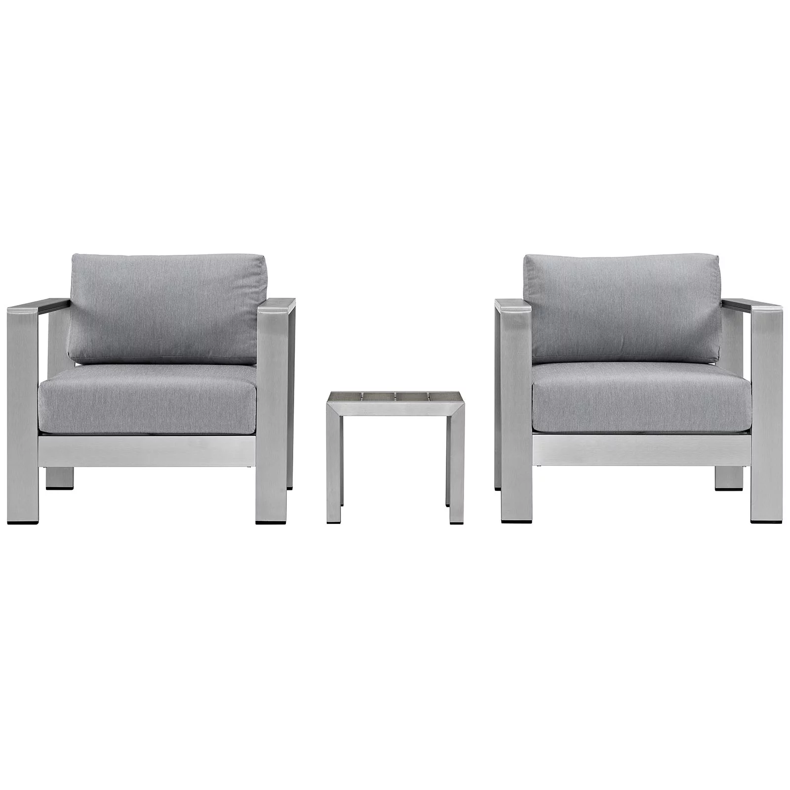 Modern Contemporary Urban Design Outdoor Patio Balcony Three PCS Sectional Sofa Set, Grey Gray, Aluminum
