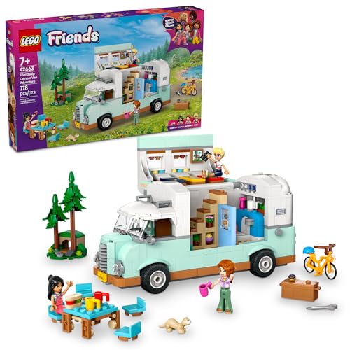LEGO Friends Friendship Camper Van Adventure Toy Building Set - Pretend Play Set for Kids, Girls and Boys, Ages 7+ - Gift Idea for Birthday - with 3 Minidolls and Ferret Figure - 42663