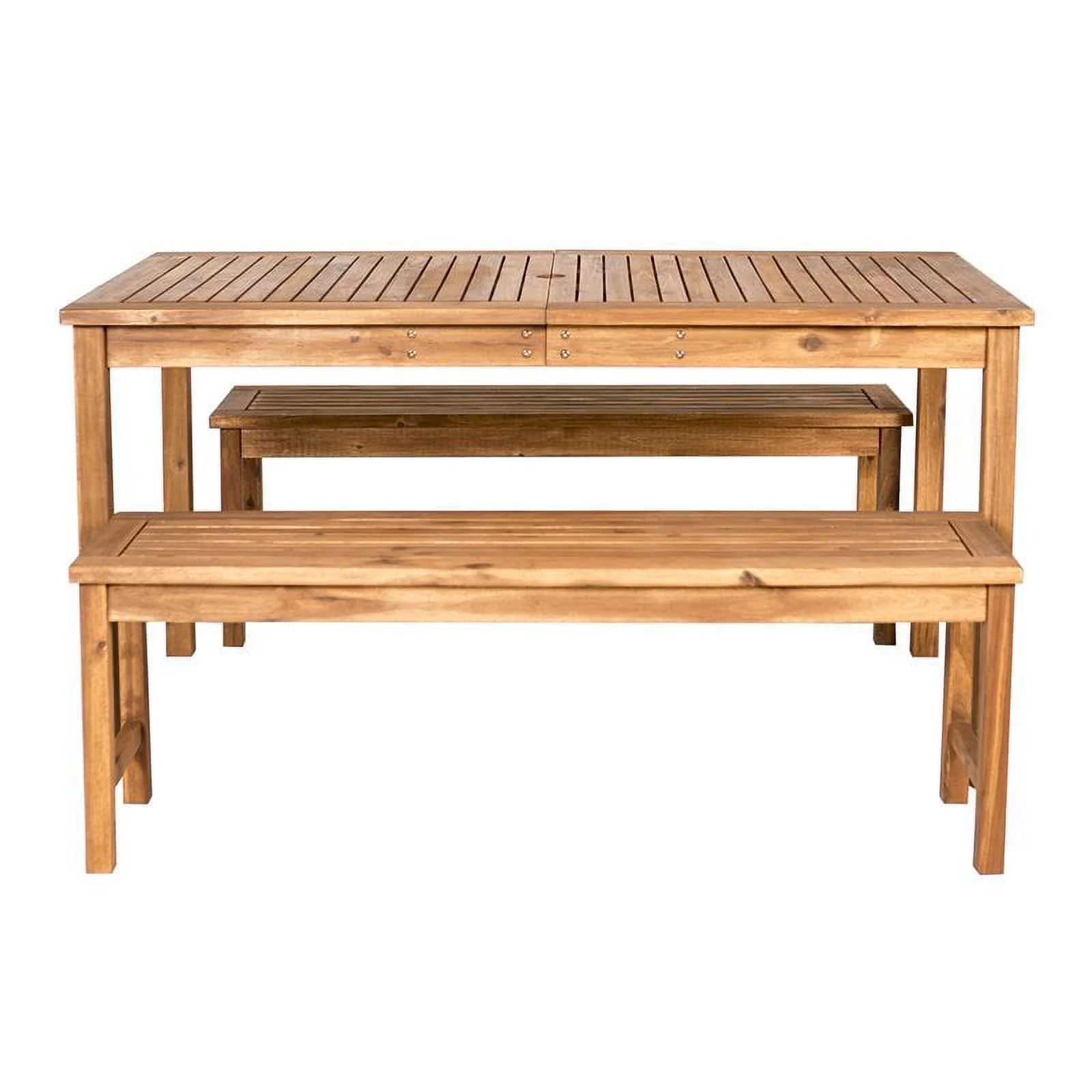 Pemberly Row Acacia Wood Patio 3-Piece Dining Set in Brown