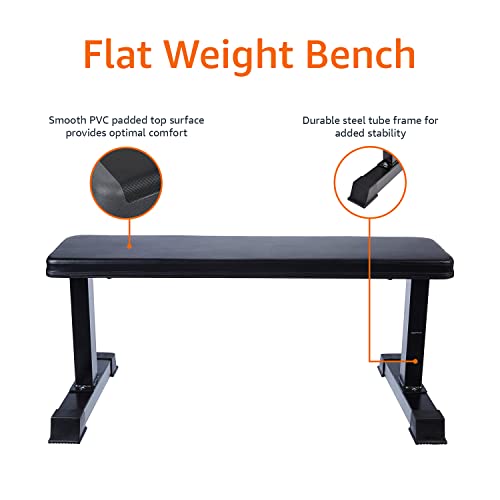 Amazon Basics Flat Weight Bench, Black