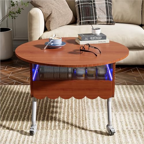 Modern Round Lift-Top Coffee Table with Storage & 3 Ottoman,Suitable for Living Room and Office