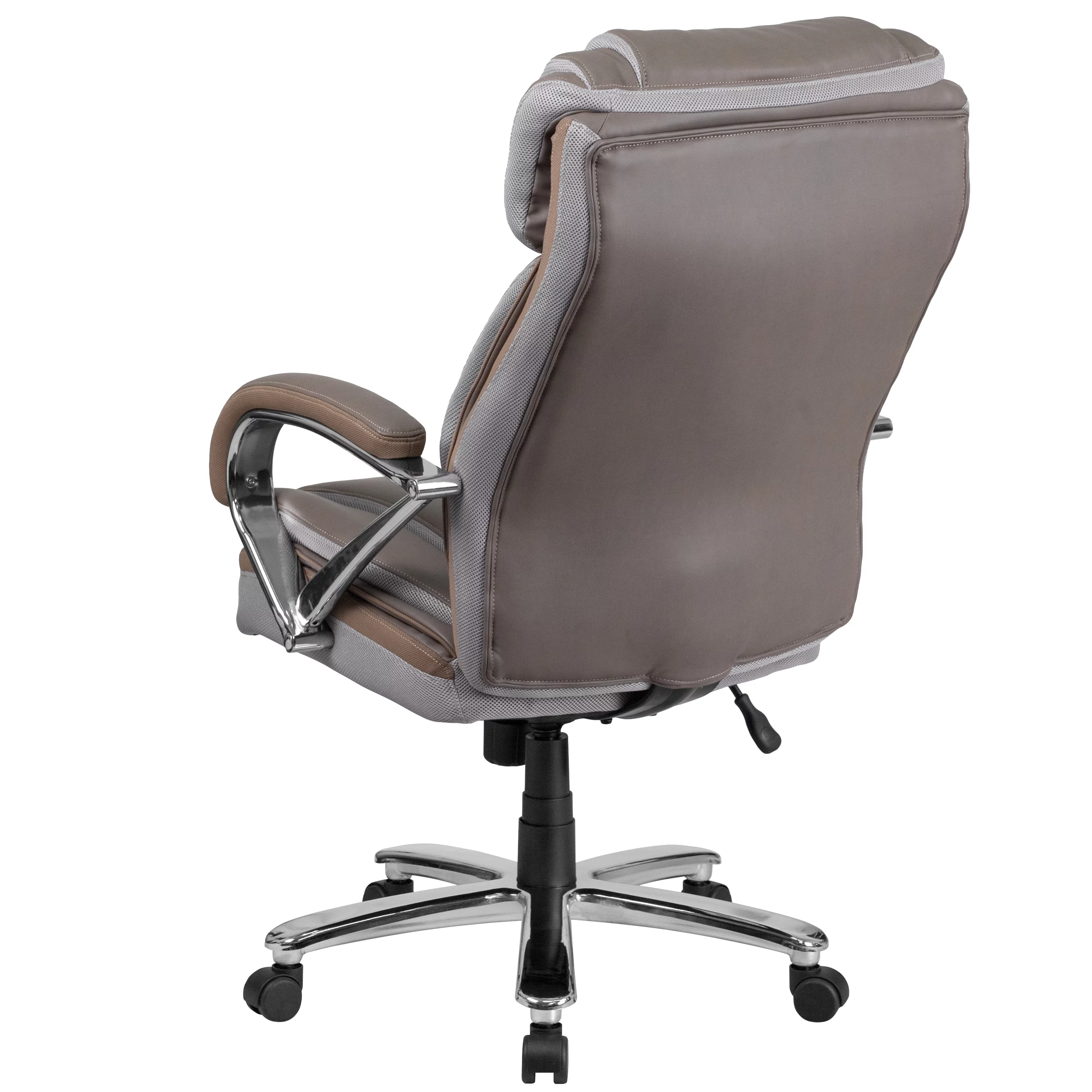 Emma + Oliver 500 lb. Big & Tall Taupe LeatherSoft Ergonomic Office Chair with Extra Wide Seat