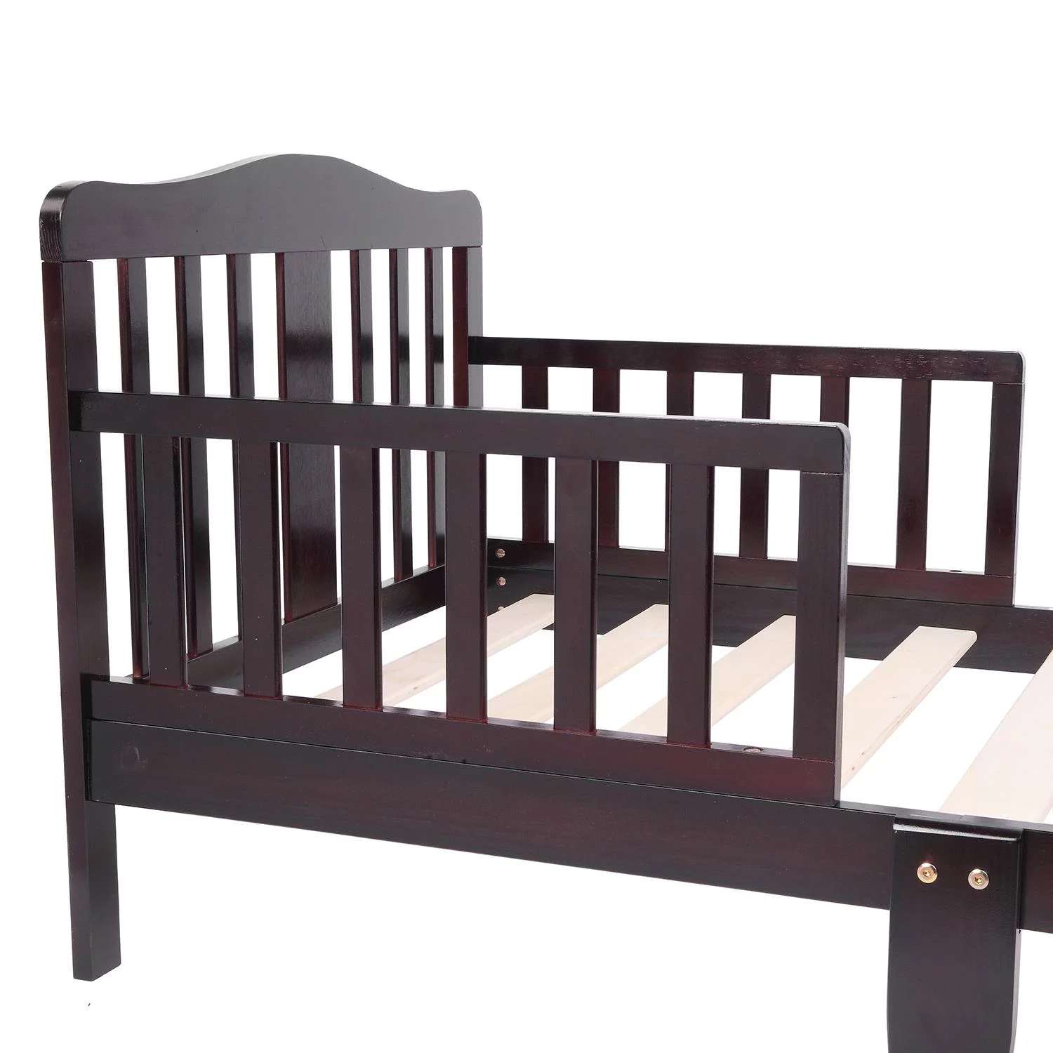 UBesGoo Toddler Bed, Wood Kids Bedframe Children Classic Sleeping Bedroom Furniture w/Safety Rail Fence (Cherry)