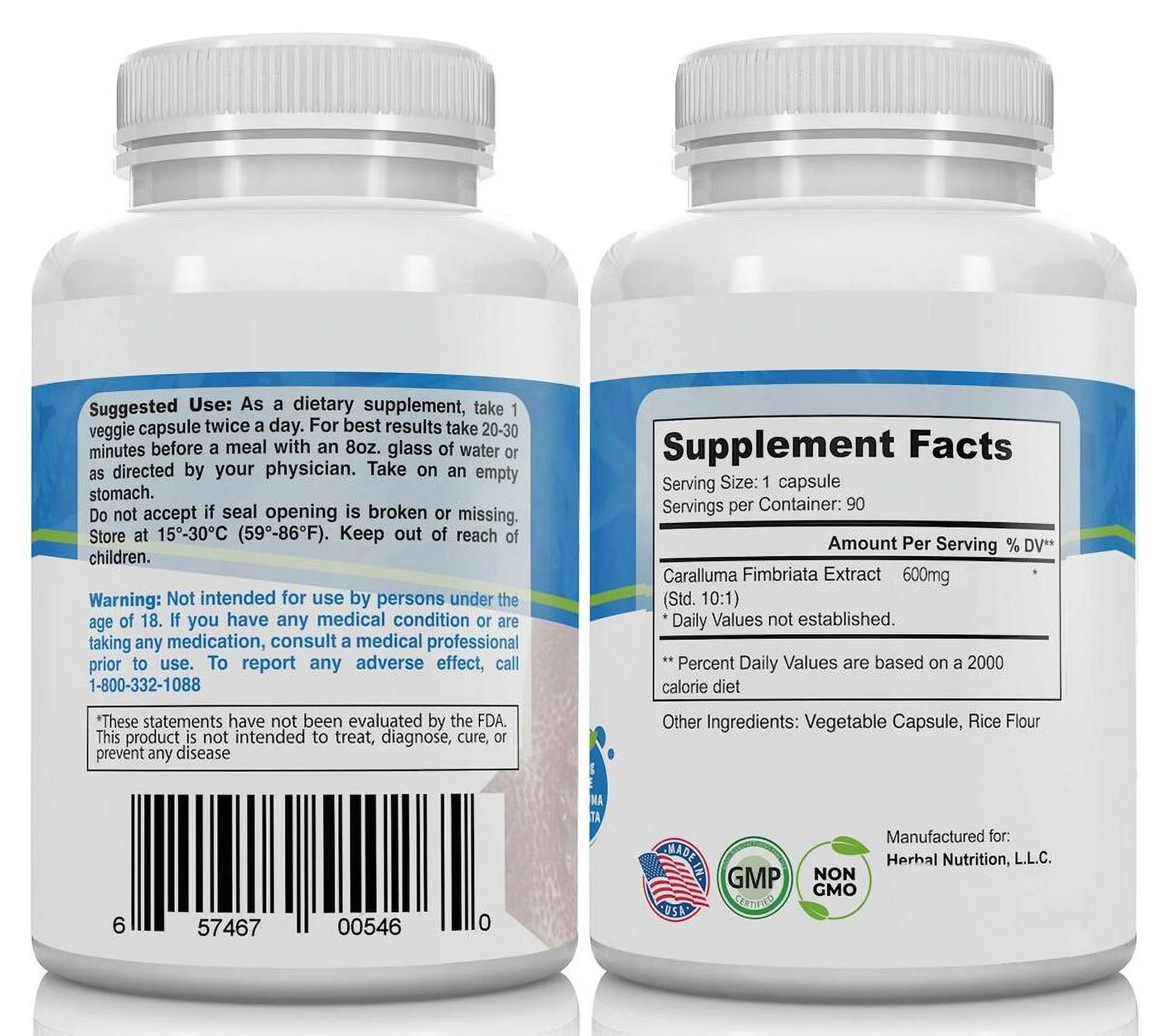 Best Caralluma Fimbriata Weight Loss Supplement 1200mg 10:1 Fat Burner Pill - 90 Capsules